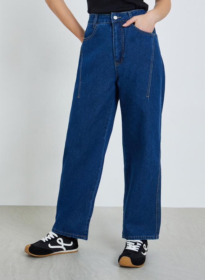 Styli Women Barrel Fit Jeans with Pockets - Image 1